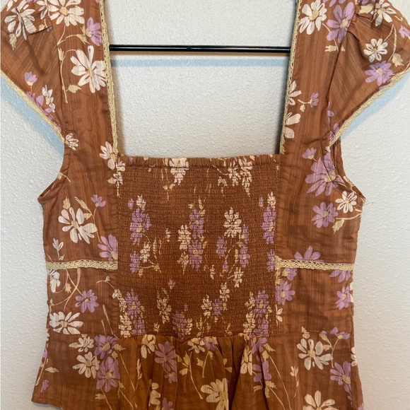 Free People Call Me Baby Blouse In Meerkat Combo Size Medium - Picture 6 of 9